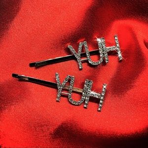 Ariana Grande YUH Rhinestone Word Hair Clips
